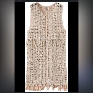 Elegant Cream Crochet Kids Dress